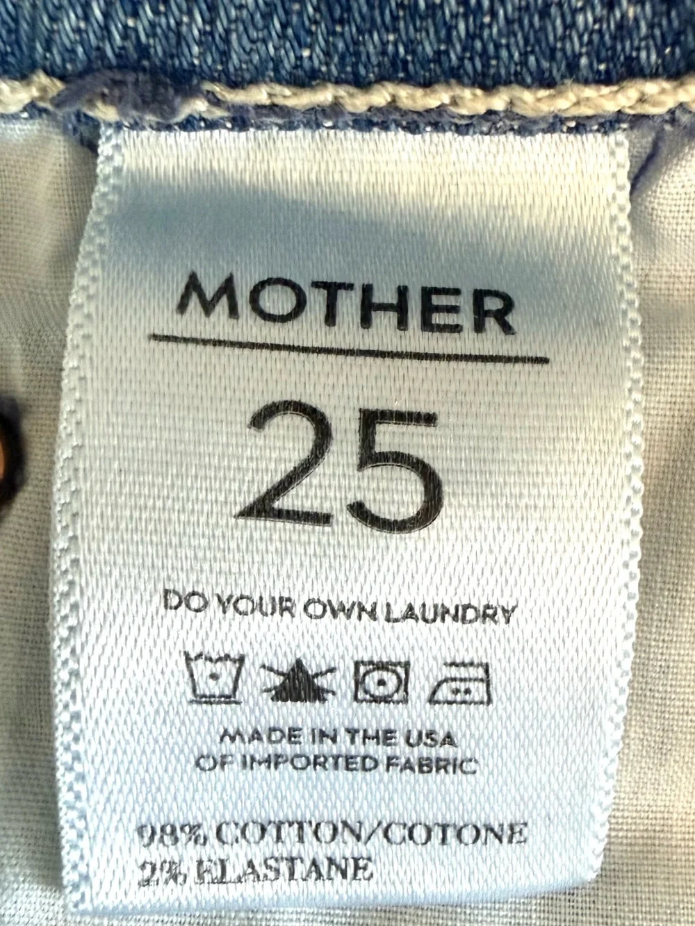 MOTHER SNS Frayed Denim Shorts Light Wash Rolled Cuff Low Rise Size 25